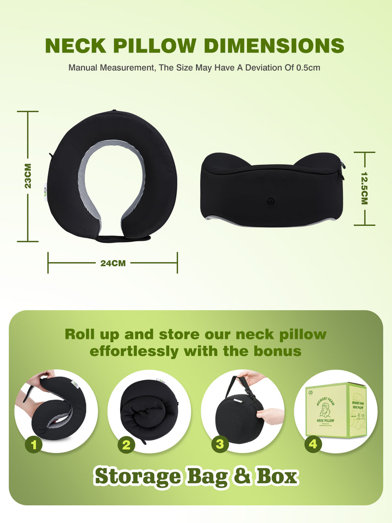 Compact 100% Pure Memory Foam Neck Pillow