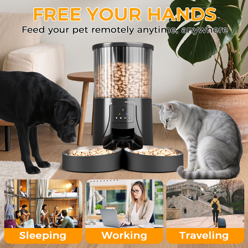 Advwin 4L Automatic Cat Feeder for 2 Cats with Camera