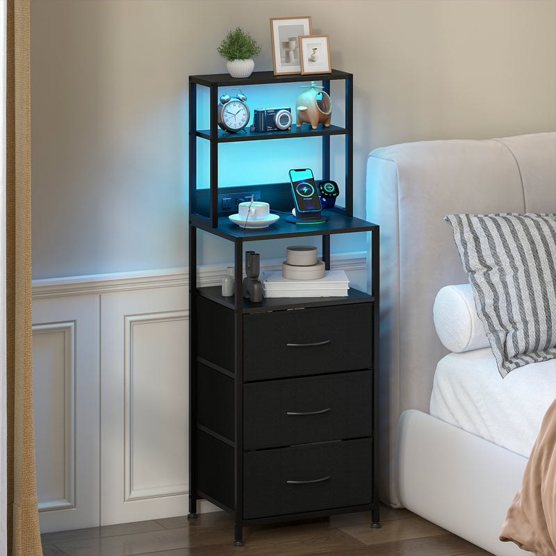 Advwin LED Bedside Table with Charging Station