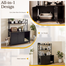 Advwin Wooden Hidden Litter Box Furniture w/ Storage Rack
