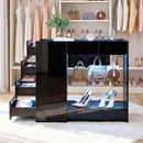 Advwin Glossy Closet Island w/ LED Lights & 8 Drawers