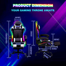 Advwin Gaming Chair with 12 RGB LED Lights Black & White