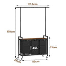 Advwin 3 Section Rolling Laundry Basket with Hanging Rack