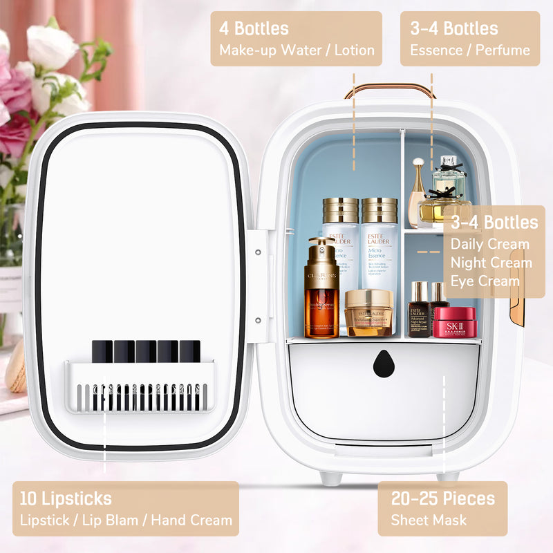 Advwin 15L Mini Makeup Fridge with LED Makeup Mirror