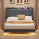 Advwin Velvet Floating Bed Frame with RGB LED
