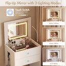 Advwin Dressing Table with Flip Top LED Mirror Glass Desktop