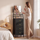 Advwin Vanity Desk with Mirror & 4 Drawers