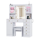 Advwin Dressing Table Set w/ Glass Desktop LED Light