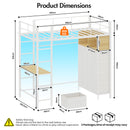 Advwin Metal Loft Bed Frame with Desk & Charging Station