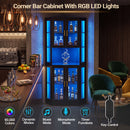 Advwin Corner Bar Cabinet with LED & Wine Glass Rack