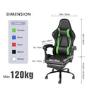 Advwin Gaming Chair Massage Lumbar with Footrest Green