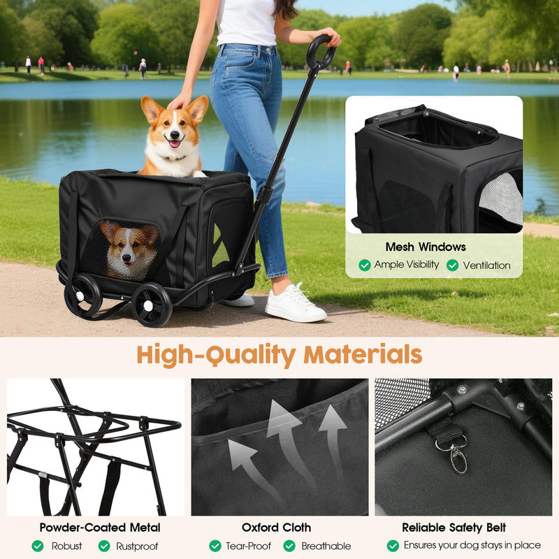 Advwin Foldable Pet Stroller with Removable Carrier