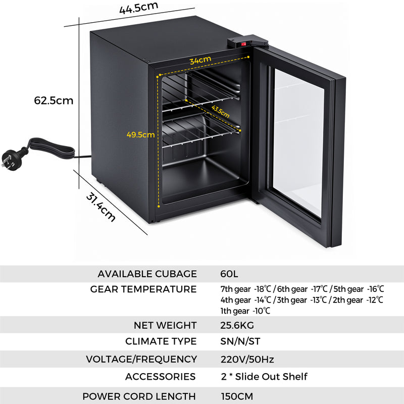 Advwin 60L Upright Freezer with LED Interior Light