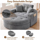 Advwin Oversized Round Chaise Lounge Sofa with Ottoman