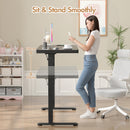 Advwin Electric Standing Desk with Drawer Glass Desktop