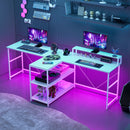 Advwin 236cm 2 Person LED Computer Desks w/ Power Outlets