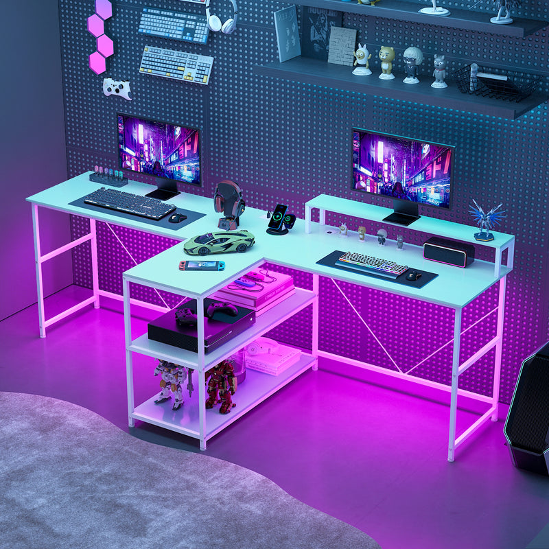 Advwin 236cm 2 Person LED Computer Desks w/ Power Outlets