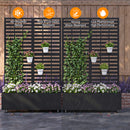 Advwin Metal Planter Box Privacy Screen w/ Trellis & Wheels