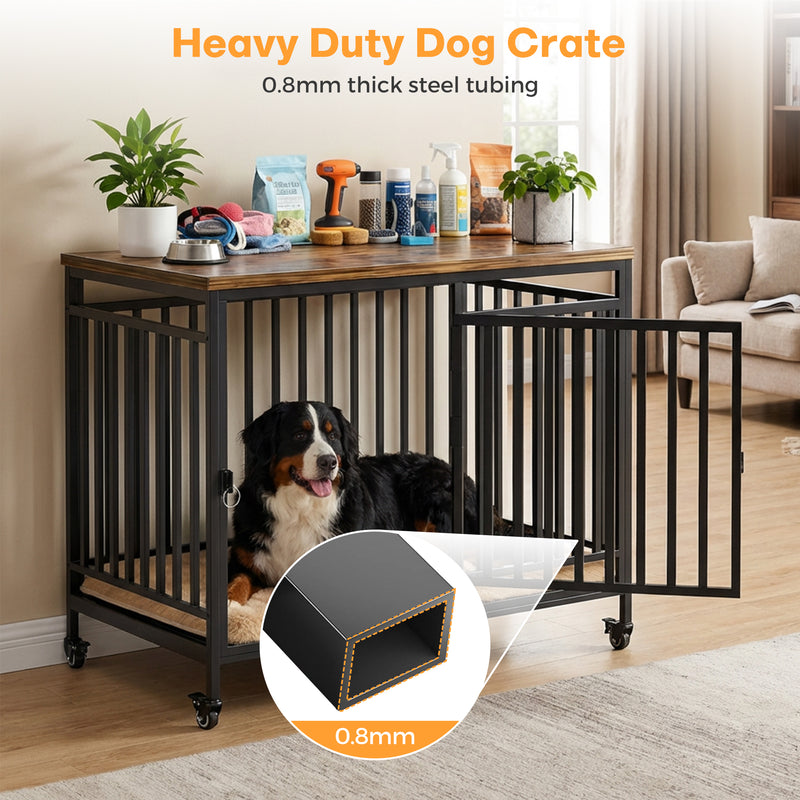 Advwin Heavy Duty Dog Kennel 101cm w/ Wheels Wooden Cage