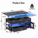 Advwin 4-in-1 LED Lift Top Coffee Table w/ Hidden Compartment