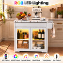 Advwin Kitchen Island Cart on Wheels w/ Power Outlet & LED