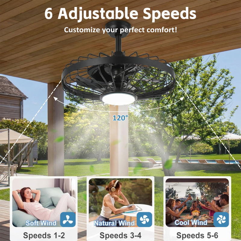 Advwin 20" Outdoor Waterproof Ceiling Fan with Light