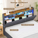 Advwin Queen Gas Lift Storage Bed Frame w/ LED