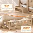 Advwin Low Wooden Kids Daybed with Trundle & Fence