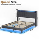 Advwin Queen Floating Bed Frame with LED Lights