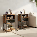 Advwin Bedside Table w/ Metal Mesh Drawer Set of 2