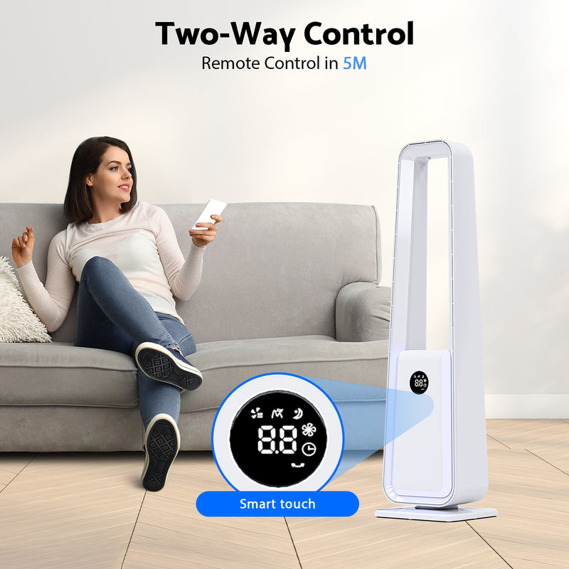 Advwin Quiet Bladeless Tower Fan with 4-Color Lights