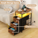 Advwin LED Narrow Bedside Table with Charging Station