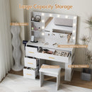 Advwin Vanity Desk with Lighted Mirror and Charging Port