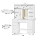 Advwin Dressing Table with LED Mirror & 9 Drawers White