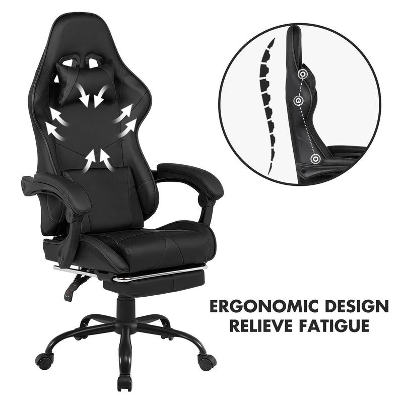 Gaming Desk & Gaming Chair Tilt 135° Black w/Footrest
