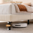 Advwin Upholstered Bed w/ Adjustable Headboard Beige