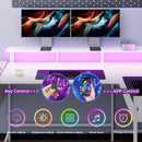 Advwin 150cm L Shaped Computer Desk w/ LED Lights