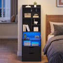 Advwin Tall LED Nightstand w/ Charging Station & 3 Drawers