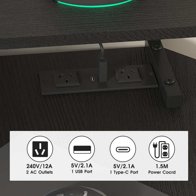 Advwin Corner Desk Triangle LED Gaming Desk