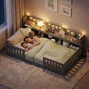 Advwin Wood Kids Bed Frame with bookcase