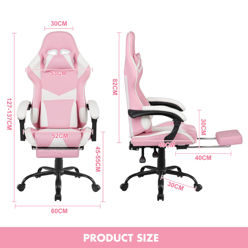 Gaming Desk & Gaming Office Chair Tilt 135° Pink