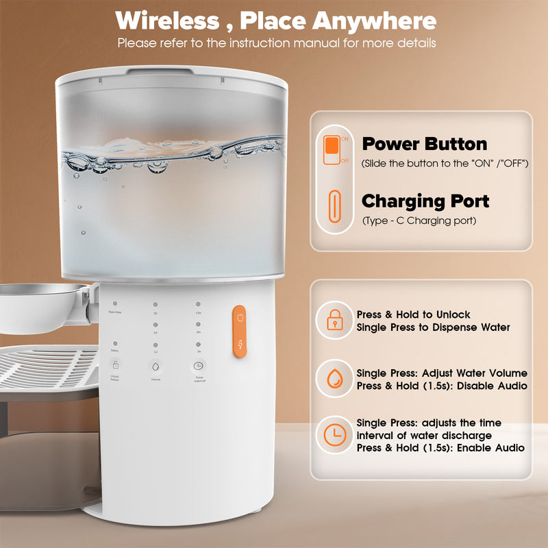 Advwin Smart Wireless Pet Water Fountain No Filter Needed