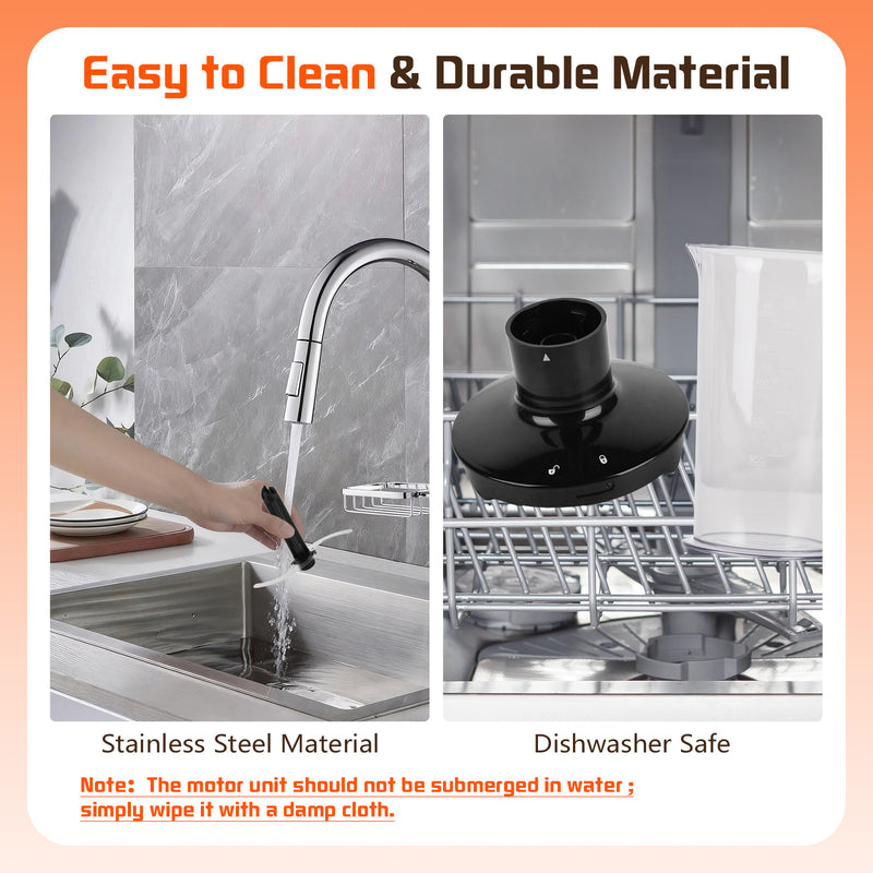 Advwin 5-in-1 Hand Immersion Blender with 2 Speeds & Pulse