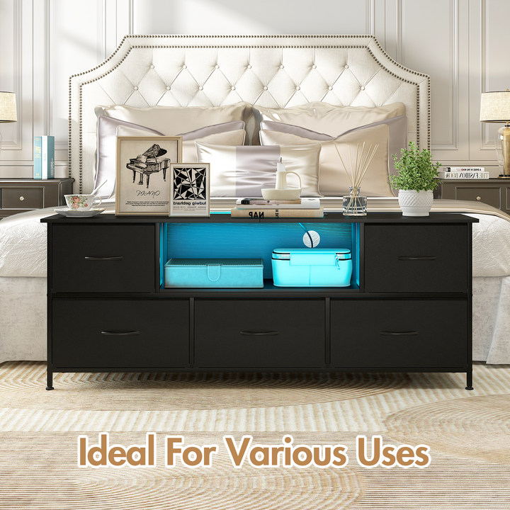 Advwin 140cm TV Cabinet with RGB LED Light Black