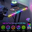 Advwin 120cm Z-Shape LED Gaming Desk w/ Mouse Pad