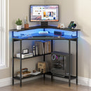 Advwin Corner Desk Triangle LED Gaming Desk