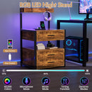 Advwin Bedside Table with Charging Station Set of 2