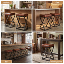 Advwin Set of 4 PU Leather Bar Stools with Footrest