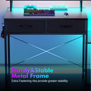 Advwin Gaming Desk with LED Lights Printer Storage Shelf