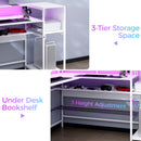 Advwin 150cm L Shaped Computer Desk w/ LED Lights